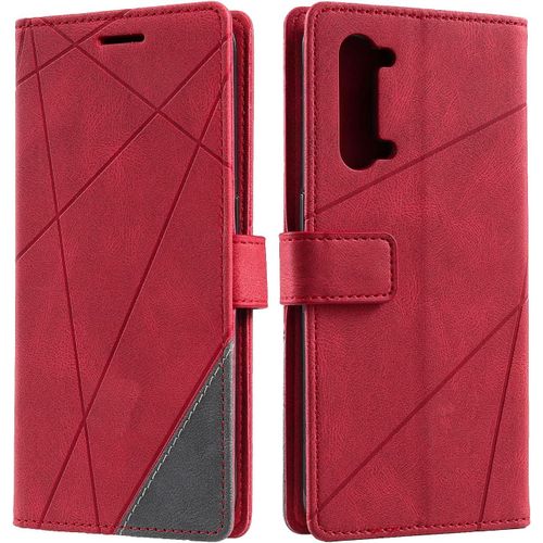 Coque Pour Oppo Find X2 Lite/Reno 3 5g, Portefeuille Etui En Pu Cuir Antichoc Tpu, Housse A Rabat Compatible Avec Oppo Find X2 Lite/Oppo Reno 3 5g, Rouge