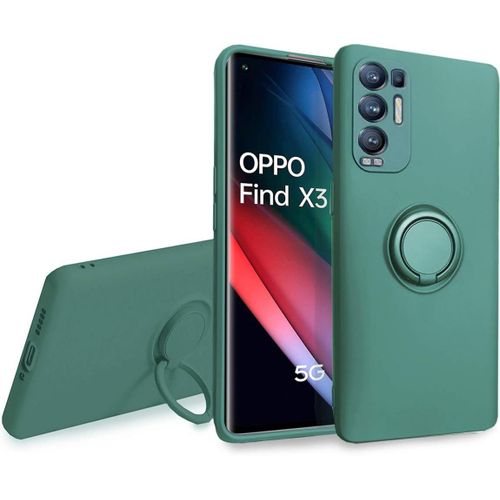 Coque Pour Oppo Find X3 Neo 5g - Svelte Sensation Douce Bquille  Anneau Rotatif Silicone Tpu Protection Antichoc Housse De Protection Find X3 Neo, Vert