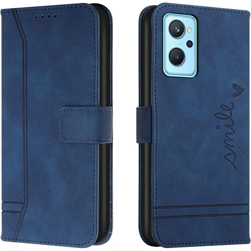 Coque Pour Oppo Realme 9i/ Oppo A76/ A96/ A36, Portefeuille Housse En Pu Avec Tpu Flip Pochette Housse Pour Realme 9i/ Oppo A76/ A96/ A36 (Bleu)