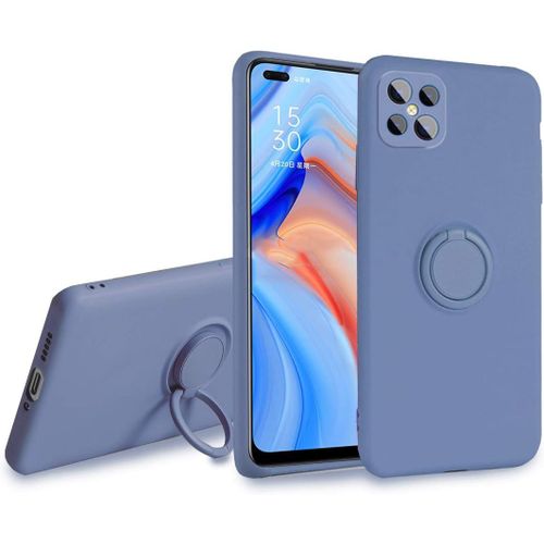 Coque Pour Oppo Reno4 Z 5g - Svelte Sensation Douce Bquille  Anneau Rotatif Silicone Tpu Protection Antichoc Housse De Protection Reno4 Z, Bleu