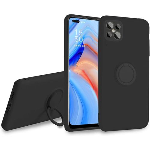 Coque Pour Oppo Reno4 Z 5g - Svelte Sensation Douce Bquille  Anneau Rotatif Silicone Tpu Protection Antichoc Housse De Protection Reno4 Z, Noir