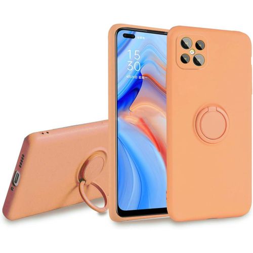 Coque Pour Oppo Reno4 Z 5g - Svelte Sensation Douce Bquille  Anneau Rotatif Silicone Tpu Protection Antichoc Housse De Protection Reno4 Z, Orange