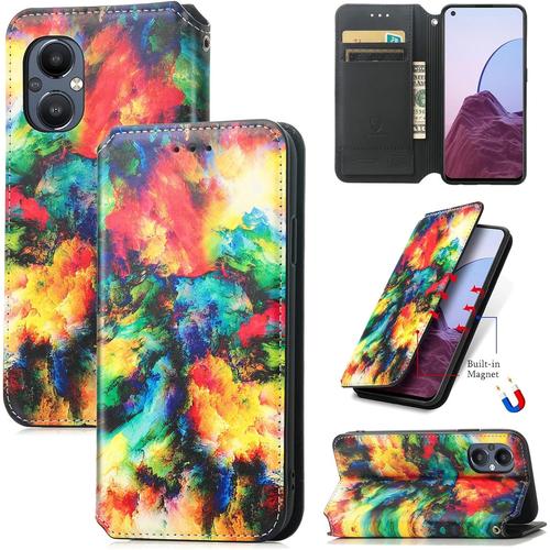 Coque Pour Oppo Reno8 Lite 5g, Antichoc Housse tui En Cuir Pu Flip Case Portefeuille  Rabat Avec Motif De Losange Color Porte Carte Magntique Pour Oppo Reno8 Lite 5g, Cy