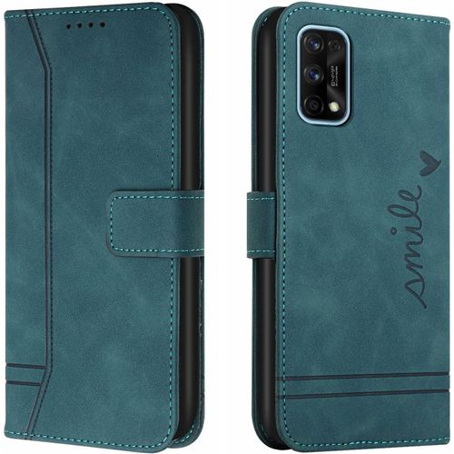Coque Pour Realme 7 Pro,Etui Cuir Avec Magnetique,Flip Pochette Housse Pour Realme 7 Pro Protection,Vert