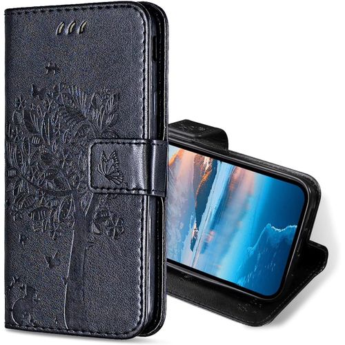 Coque Pour Realme 7 Pro, Etui Protection Housse Premium En Cuir Pu, Antichoc Etui A Rabat Portefeuille Flip Case Pour Realme 7 Pro (Noir)