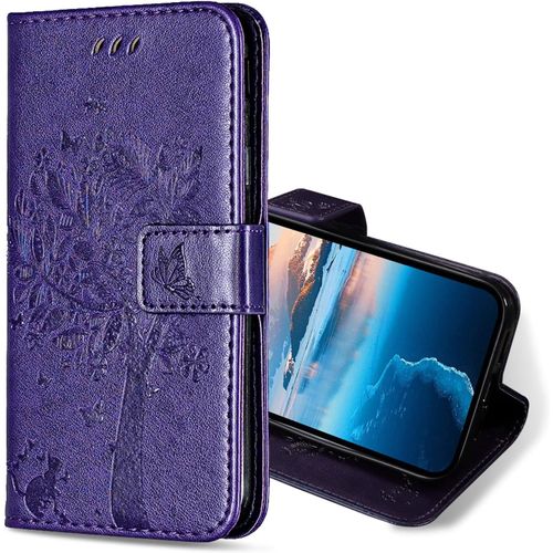 Coque Pour Realme 7 Pro, Etui Protection Housse Premium En Cuir Pu, Antichoc Tui  Rabat Portefeuille Flip Case Pour Realme 7 Pro (Violet)