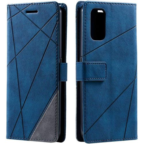 Coque Pour Realme 7 Pro, Portefeuille Etui En Pu Cuir Antichoc Tpu, Housse A Rabat Compatible Avec Oppo Realme 7 Pro, Bleu