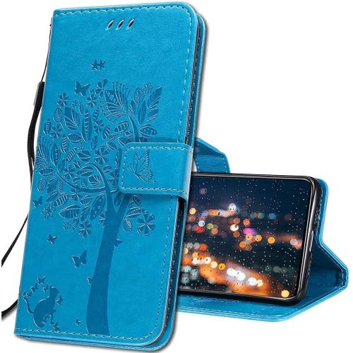 Coque Pour Realme 7 Pro Rabat Etui,Realme 7 Pro Protection Housse En Cuir Pu,Coques Portefeuille Pour Realme 7 Pro Smartphone. Kt1 Wish Tree Blue