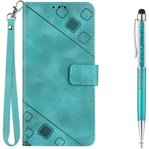Coque Pour Realme 9i/Oppo A76/A96/A36, Rabat Portefeuille Cuir Etui, Slim Tpu Silicone Bumper Magntique Housse, Flip Porte Cartes Avec Fonction Support Cover, Antichoc Wallet Case (Vert)