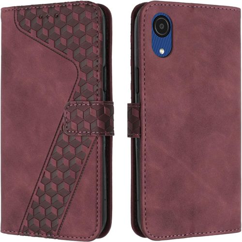 Coque Pour Samsung Galaxy A03 Core, Coque Galaxy A03 Core, Etui Protection Housse Premium En Cuir Pu, Pochette Flip Case Compatible Avec Samsung A03 Core,Book Rouge