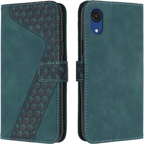 Coque Pour Samsung Galaxy A03 Core, Coque Galaxy A03 Core, Etui Protection Housse Premium En Cuir Pu, Pochette Flip Case Compatible Avec Samsung A03 Core,Book Verte