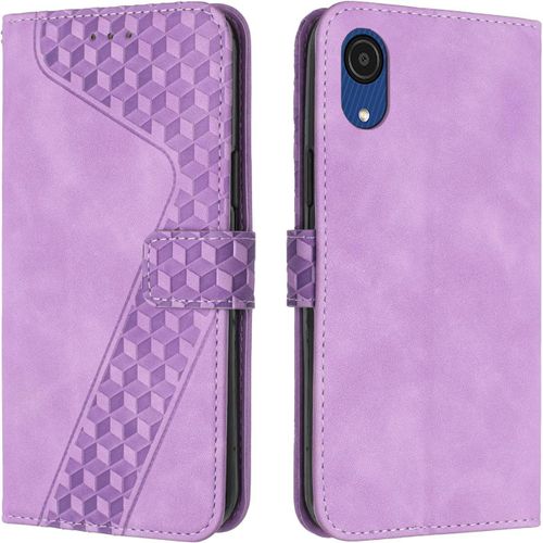 Coque Pour Samsung Galaxy A03 Core, Coque Galaxy A03 Core, Etui Protection Housse Premium En Cuir Pu, Pochette Flip Case Compatible Avec Samsung A03 Core,Book Violet