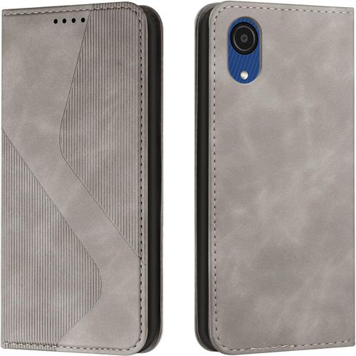 Coque Pour Samsung Galaxy A03 Core, Etui Samsung A03 Core Cuir, Housse En Cuir Samsung A03 Core, Cuir Portefeuille Housse Avec Magnetique Flip Etui A Rabat Case Etui Samsung A03 Core (Gris)