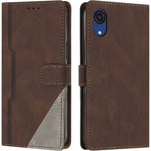 Coque Pour Samsung Galaxy A03 Core, Housse Etui Portefeuille Cuir Multifonction, Fermeture Magnetique A Clapet Anti-Choc [Fonction Support] Flip Case Compatible Avec Samsung A03 Core (Marron)