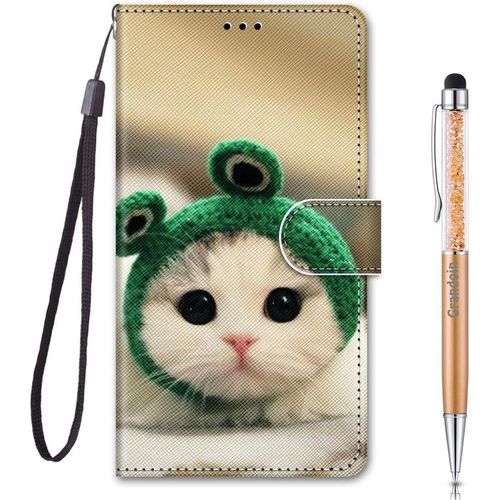 Coque Pour Samsung Galaxy A03 Core, Housse Etui Portefeuille Samsung A03 Core, Mode Cratif Effet Bookstyle Tui De Protection Housse En Pu Cuir Avec Tpu Silicone Phone Case (Chat Grenouille)