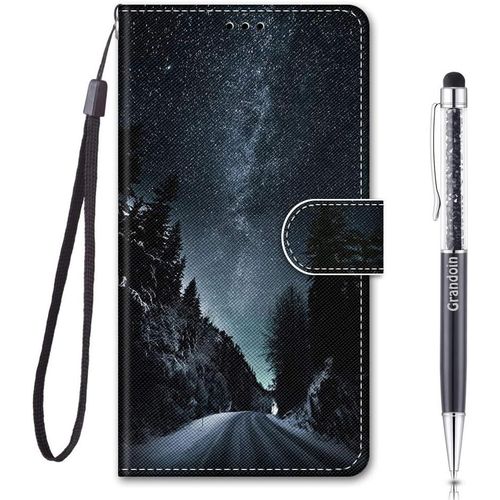 Coque Pour Samsung Galaxy A03 Core, Housse Etui Portefeuille Samsung A03 Core, Mode Cratif Effet Bookstyle Tui De Protection Housse En Pu Cuir Avec Tpu Silicone Phone Case (Ciel Etoil)