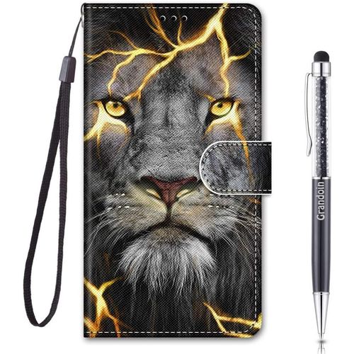 Coque Pour Samsung Galaxy A03 Core, Housse Etui Portefeuille Samsung A03 Core, Mode Cratif Effet Bookstyle Tui De Protection Housse En Pu Cuir Avec Tpu Silicone Phone Case (Lion)