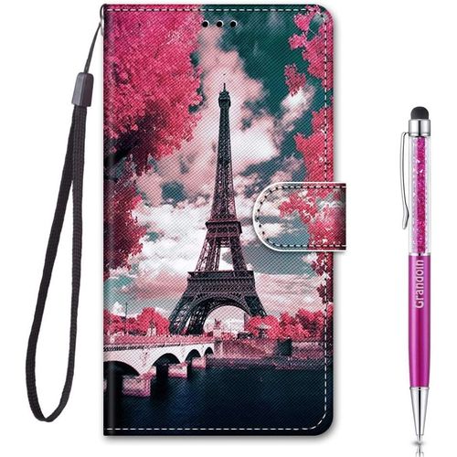 Coque Pour Samsung Galaxy A03 Core, Housse Etui Portefeuille Samsung A03 Core, Mode Cratif Effet Bookstyle Tui De Protection Housse En Pu Cuir Avec Tpu Silicone Phone Case (Tour)
