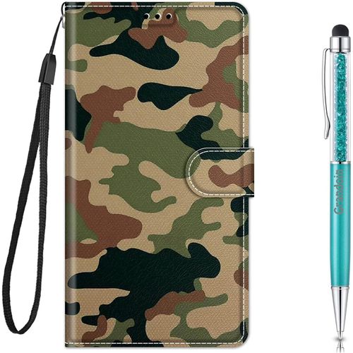 Coque Pour Samsung Galaxy A03 Core, Mode Cratif Effet Bookstyle Dsign Tui De Protection Housse En Pu Cuir Avec Portefeuille Fermeture Magntique Fentes Pour Cartes (Camouflage)