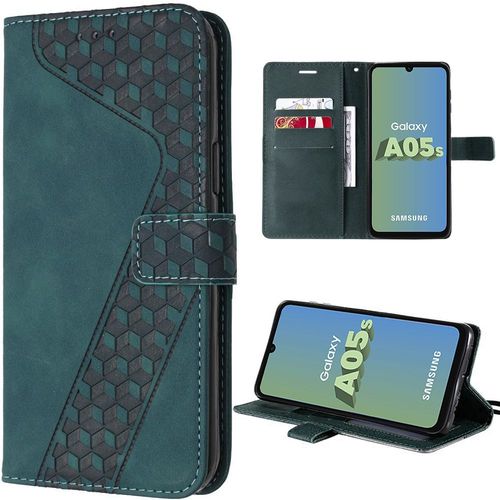Coque Pour Samsung Galaxy A05s, Protection Style Emboss En Simili Cuir Avec Porte-Cartes, Protection Antichoc Vert (Pas Pour A05) - E.F.Connection