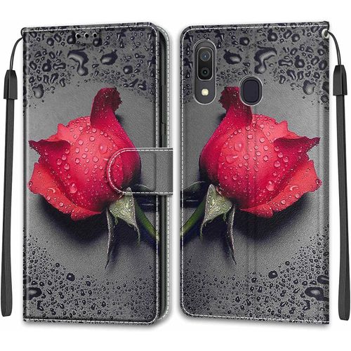 Coque Pour Samsung Galaxy A20 /A30, Etui Samsung A20 /A30, Housse De Galaxy A20 /A30 En Cuir Pu, Etui Housse En Cuir De Protection Avec [Ranges Cartes] [Magnetique] Flip Case(Rose 1)
