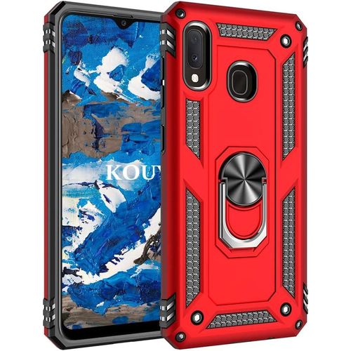 Coque Pour Samsung Galaxy A20e / A10e,Double Couche Renforcee Defense Bumper Tpu Silicone Antichoc Armure Housse Etui Avec Anneau Support Pour Samsung Galaxy A20e / A10e (Rouge)