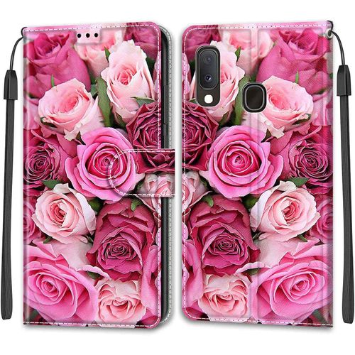 Coque Pour Samsung Galaxy A20e /A10e, Etui Samsung A20e /A10e, Housse De Galaxy A20e /A10e En Cuir Pu, Etui Housse En Cuir De Protection Avec [Ranges Cartes] [Magnetique] Flip Case(Rose 2)