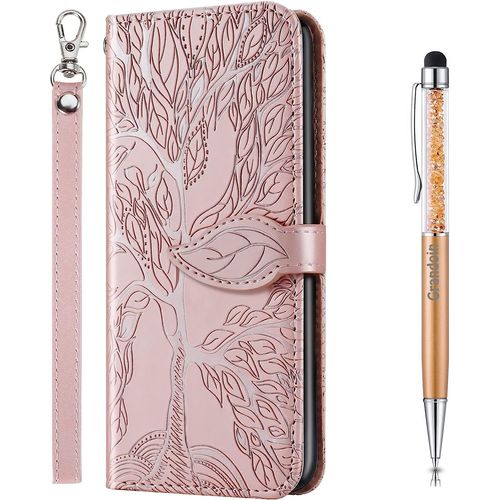 Coque Pour Samsung Galaxy A20e /A10e, Housse En Cuir Galaxy A20e /A10e Portefeuille, Etui Rabat Tlphone Magntique Etui Protection Housse Avec Fente Cartes Pour Samsung A20e /A10e (Rose)