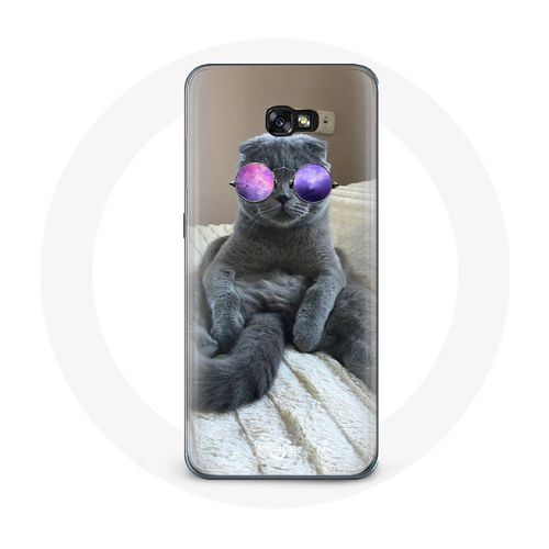 Coque Pour Samsung Galaxy A3 2017 Chat Avec Lunettes De Vue Violettes