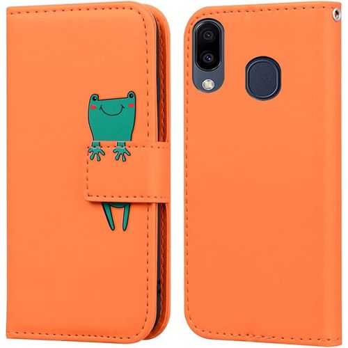 Coque Pour Samsung Galaxy A40 Housse De Protection Dessin Anim Etui  Rabat En Cuir Flip Cover Wallet Case Avec Emplacement Carte Et Fonction Support Orange