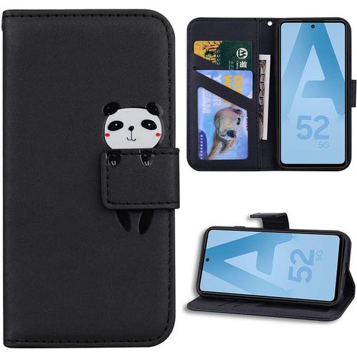 Coque Pour Samsung Galaxy A52 4g/5g A52s 5g, Flip Case Synthcuir Avec Motif Panda - Noir - Booling