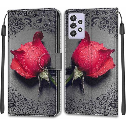 Coque Pour Samsung Galaxy A52s 5g/ A52 4g/5g, Etui Samsung A52s 5g/ A52 4g/5g, Housse De Galaxy A52s 5g/ A52 4g/5g En Cuir Pu, Etui Housse En Cuir De Protection Magnetique Flip Case(Rose 1)