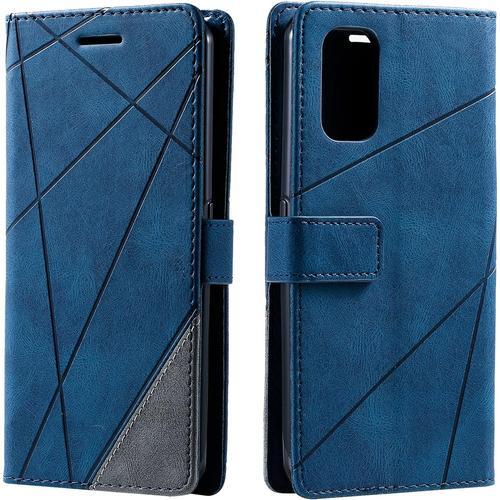 Coque Pour Samsung Galaxy A53?5g, Rabat Portefeuille De Protection Cuir Pu Etui, Silicone Tpu Bumper Magnetique Housse, Flip Porte Cartes Avec Fonction Support Cover Case (Bleu)