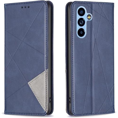 Coque Pour Samsung Galaxy A54 5g, Housse Portefeuille En Cuir Etui De Protection Avec Slim Tpu Silicone Bumper Antichoc Magnetique Flip Case, Porte Cartes Avec Fonction Support Cover (Bleu)