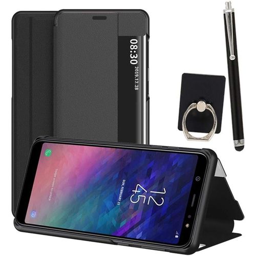 Coque Pour Samsung Galaxy A6+ 2018 / A6 Plus 2018 Smartphone Housse De Protection En Cuir Avec Fentre View Flip Cover Avec Fonction De Support tui  Rabat - Noir