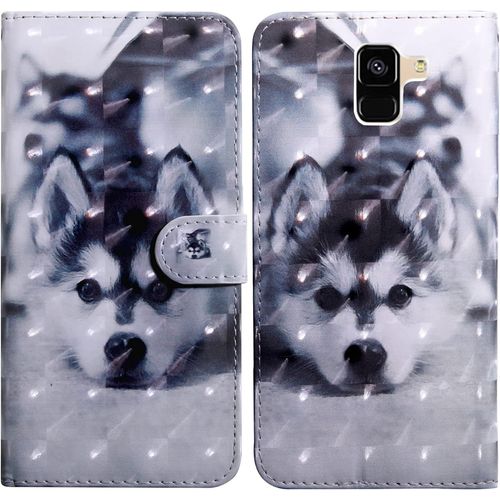 Coque Pour Samsung Galaxy A6 Plus 2018, Housse Premium En Cuir Samsung A6 Plus 2018, Magnetique Flip Case Portefeuille Pu Cuir A Rabat Housse Etui De Protection Avec Porte Cartes (Chien)