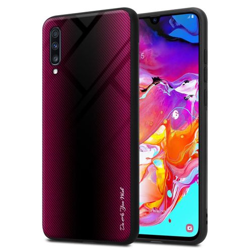 Cadorabo Housse Compatible Avec Samsung Galaxy A70 / A70s - Aspect Ray En Cramin Rose - Coque De Protection En Silicone Tpu Et Dos En Verre Tremp