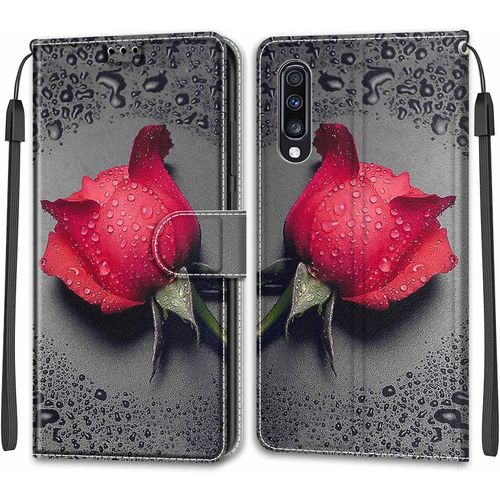 Coque Pour Samsung Galaxy A70/A70s, Etui Samsung A70/A70s, Housse De Galaxy A70/A70s En Cuir Pu, Etui Housse En Cuir De Protection Avec [Magnetique] Flip Portefeuille Antichoc Case(Rose 1)