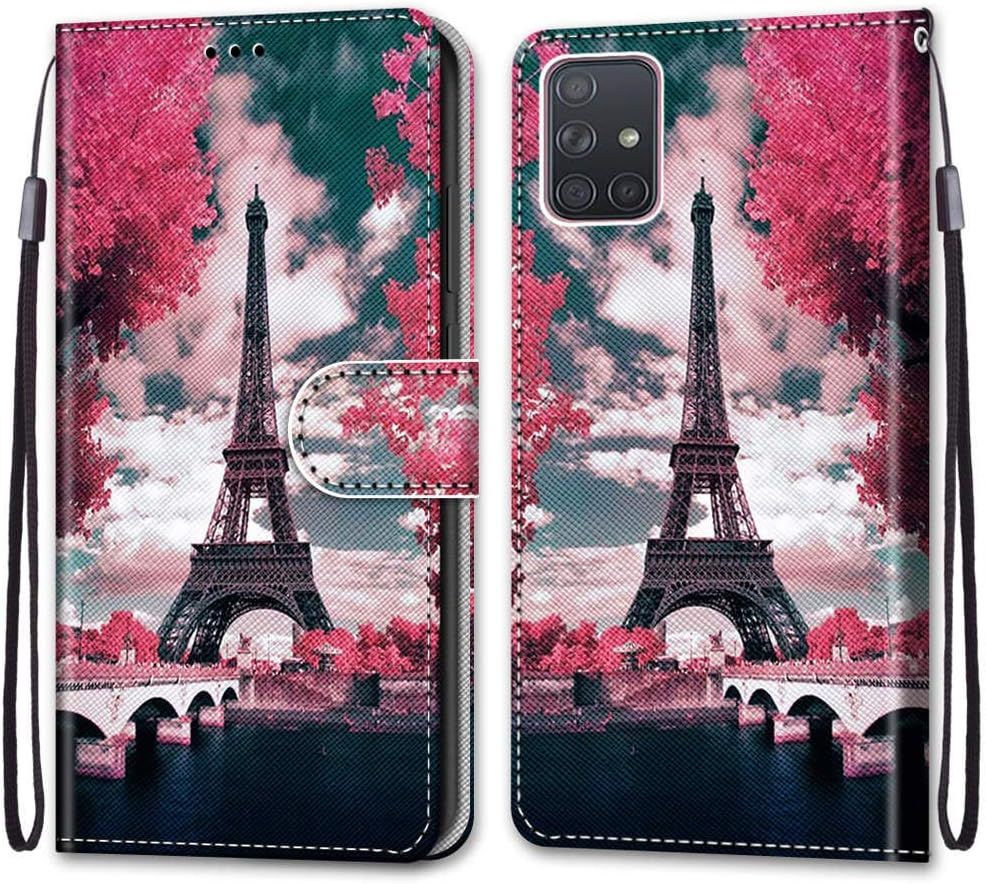Coque Pour Samsung Galaxy A71 Kantas Housse Cuir Portefeuille Etui  Rabat Modle Tour Eiffel Folio Pochette Fonction Support Magntique De Fermeture Portables Pour Samsung Galaxy A71