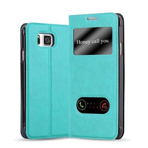 Coque Pour Samsung Galaxy Alpha En Turquoise Menthe Housse De Protection tui Avec Fermeture Magntique, Fonction De Support Et 2 Fentres De Visualisation