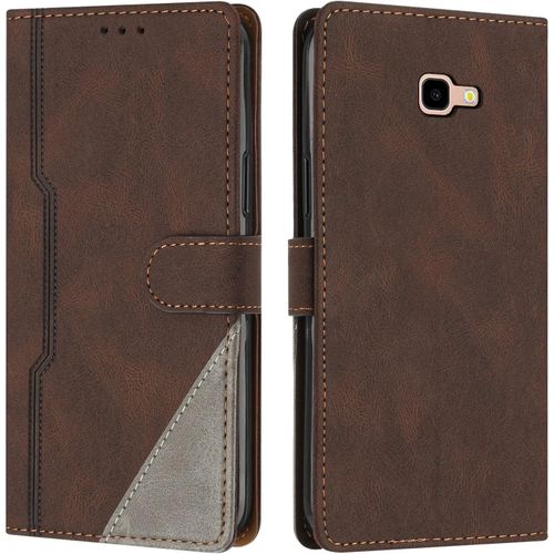 Coque Pour Samsung Galaxy J4 Plus 2018, Housse Etui Portefeuille Cuir Multifonction, Fermeture Magntique Clapet [Fonction Support] Flip Case Compatible Avec Samsung J4 Plus 2018 (Marron)