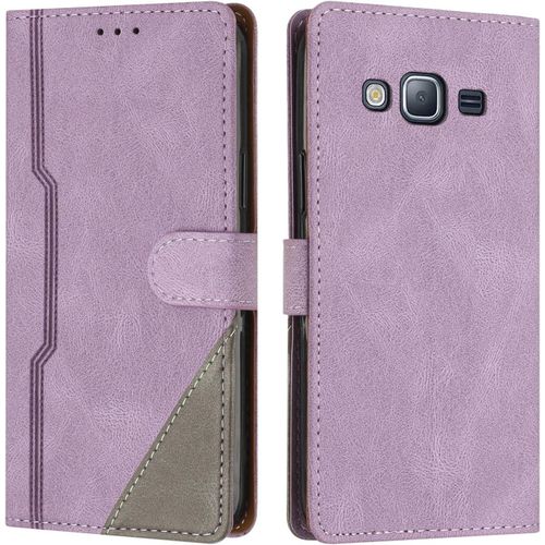 Coque Pour Samsung Galaxy J5 2015, Housse Etui Portefeuille Cuir Multifonction, Fermeture Magntique Clapet [Fonction Support] Flip Case Compatible Avec Samsung Galaxy J5 2015 (Pourpre)