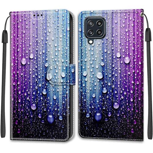 Coque Pour Samsung Galaxy M32 4g/F22, Etui Samsung M32 4g/F22, Housse De Galaxy M32 4g/F22 En Cuir Pu, Etui Housse En Cuir De Protection Avec [Magnetique] Flip Portefeuille Case(Bleu Violet)