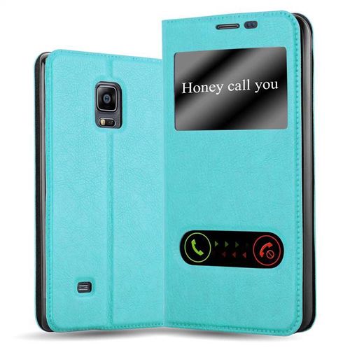 Coque Pour Samsung Galaxy Note Edge En Turquoise Menthe Housse De Protection tui Avec Fermeture Magntique, Fonction De Support Et 2 Fentres De Visualisation