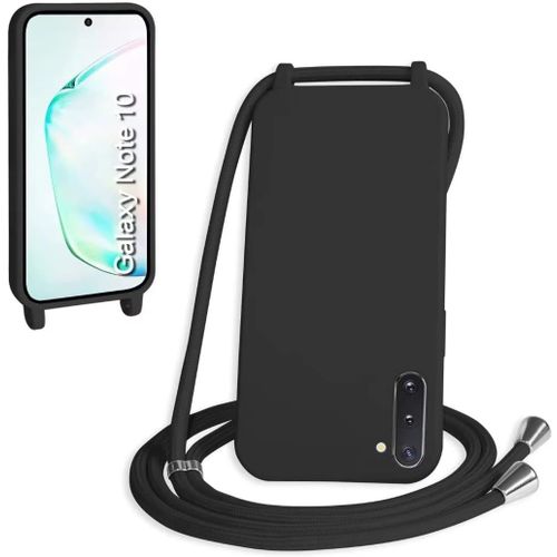 Coque Pour Samsung Galaxy Note10,Collier Pour tui Colliers De Cellulaire Corde Silicone Avec Cordon Antichoc Rglable Case Tpu Bumper Pour Samsung Galaxy Note10 Noir