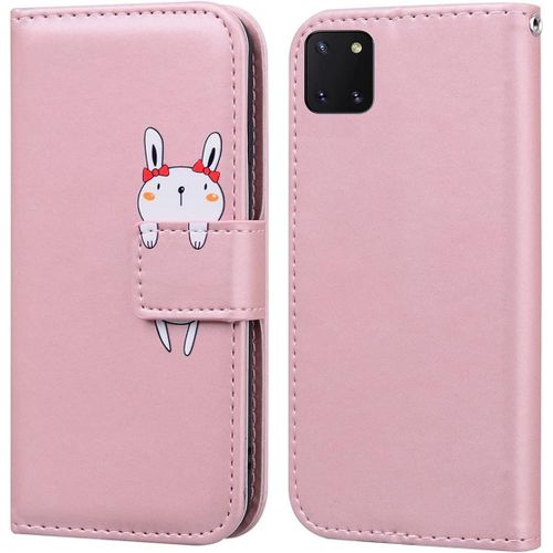 Coque Pour Samsung Galaxy Note10 Lite Clapet Samsung Note10 Lite Housse De Portefeuille Lapin Dessin Anim Etui  Rabat En Cuir Flip Case Avec Emplacement Carte Et Fonction Support Rose