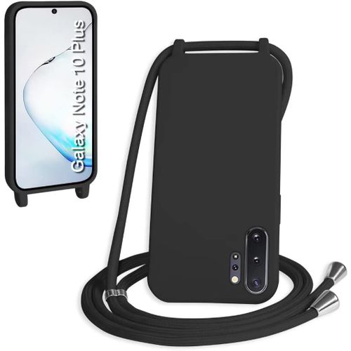 Coque Pour Samsung Galaxy Note10 Plus,Collier Pour tui Colliers De Cellulaire Corde Silicone Avec Cordon Antichoc Rglable Case Tpu Bumper Pour Samsung Galaxy Note10 Plus Noir