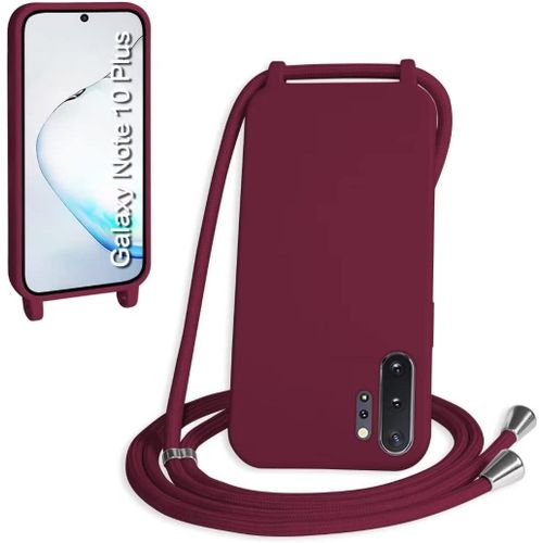 Coque Pour Samsung Galaxy Note10 Plus,Collier Pour tui Colliers De Cellulaire Corde Silicone Avec Cordon Antichoc Rglable Case Tpu Bumper Pour Samsung Galaxy Note10 Plus Rouge