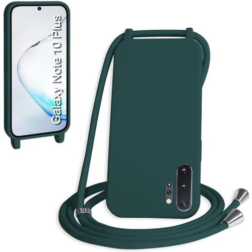 Coque Pour Samsung Galaxy Note10 Plus,Collier Pour tui Colliers De Cellulaire Corde Silicone Avec Cordon Antichoc Rglable Case Tpu Bumper Pour Samsung Galaxy Note10 Plus Vert