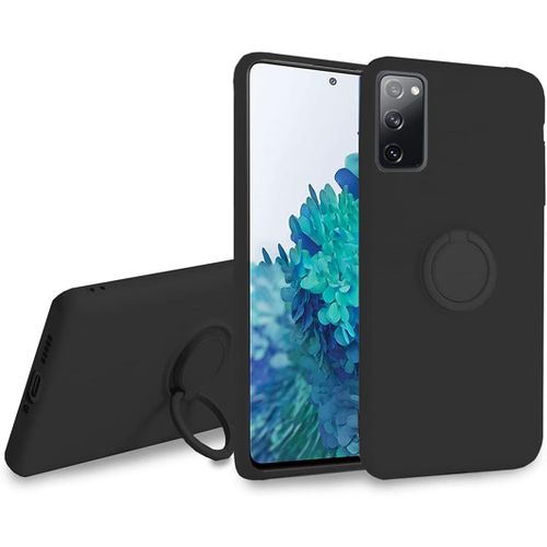 Coque Pour Samsung Galaxy S20 Fe - Svelte Sensation Douce Bquille  Anneau Rotatif Silicone Tpu Protection Antichoc Housse De Protection S20 Fe, Noir